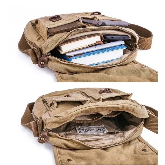 Gootium Canvas Crossbody Satchel Tan Messenger Bag Unisex